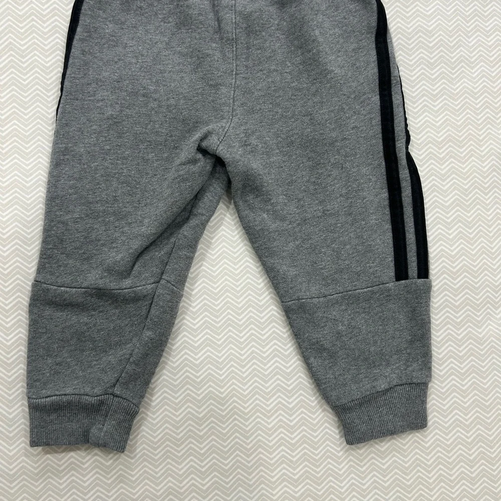 Adidas Kids Gray Sweatpants with Black Stripes